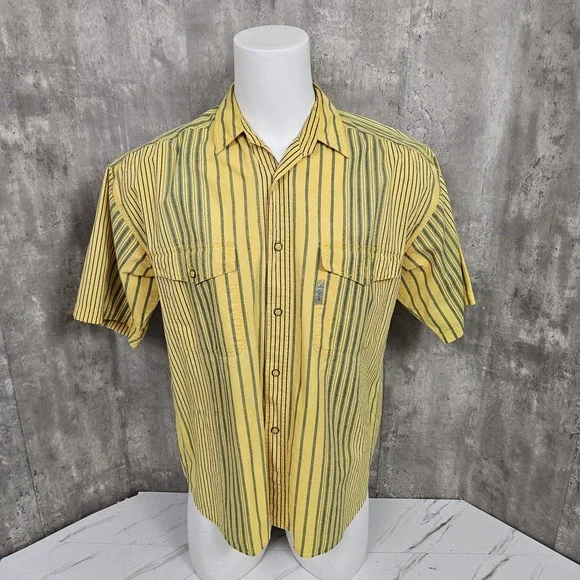 Vintage 90s Introspect Sportswear Striped Shirt Mens L Yellow Cotton Retro Y2K‎ - Picture 2 of 9